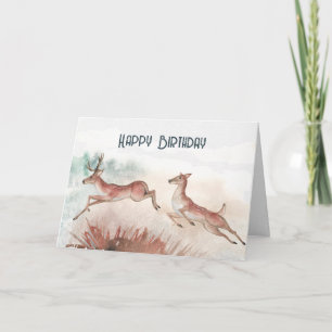 Carte d'anniversaire aquarelle cerf 