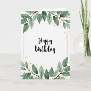 Carte d'anniversaire aquarelle feuillue