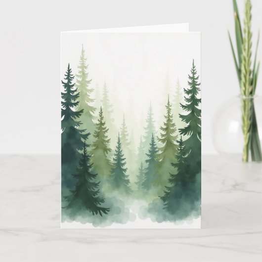 Carte d'anniversaire aquarelle Forêt (Devant)