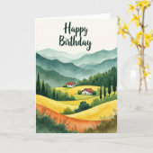 Carte d'anniversaire aquarelle paisible (Fleur jaune)