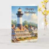 Carte d'anniversaire aquarelle phare (Fleur jaune)