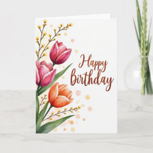 Carte d'anniversaire aquarelle printemps
