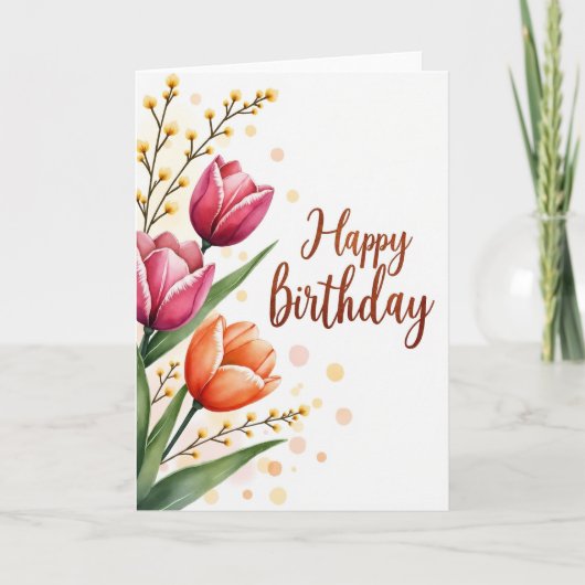 Carte d'anniversaire aquarelle printemps (Devant)