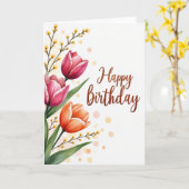 Carte d'anniversaire aquarelle printemps (Fleur jaune)