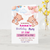 Carte d'anniversaire aquarelle rose bleu mignonne (Fleur jaune)