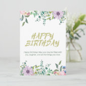 Carte d'anniversaire aquarelle verte et blanche (Debout devant)