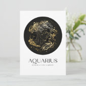 Carte d'anniversaire Aquarius Black & Gold Zodiac (Debout devant)