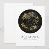 Carte d'anniversaire Aquarius Black & Gold Zodiac (Devant / Derrière)