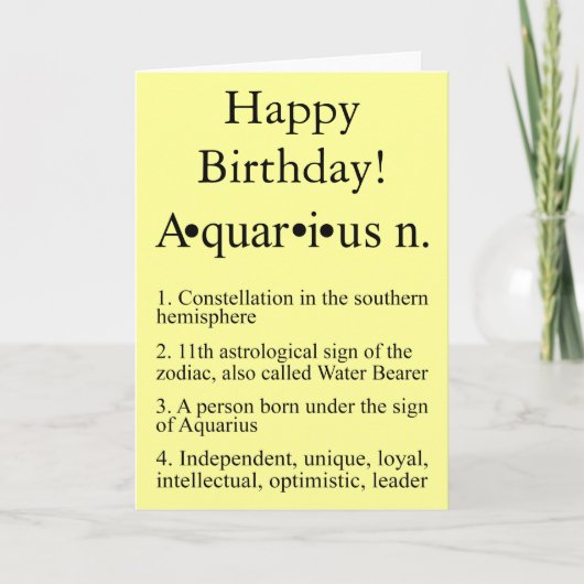 Carte d'anniversaire Aquarius Zodiac (Devant)