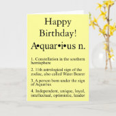 Carte d'anniversaire Aquarius Zodiac (Fleur jaune)