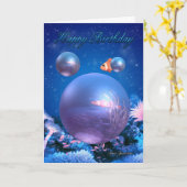 Carte d'anniversaire - Aquatique - Espace intérieu (Fleur jaune)