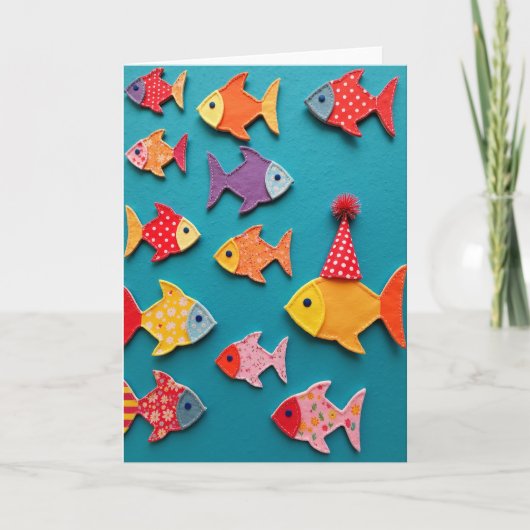 Carte d'anniversaire aquatique textile (Devant)