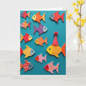 Carte d'anniversaire aquatique textile (Fleur jaune)