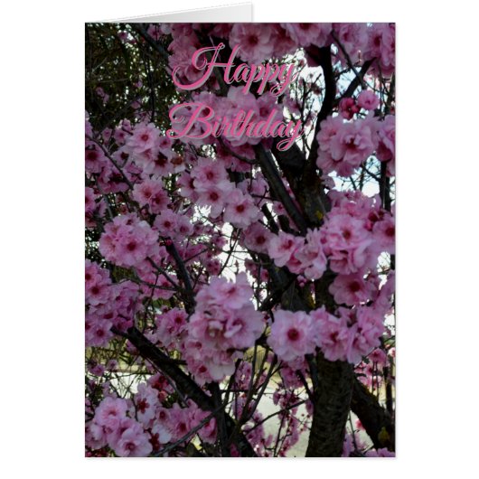 Carte d'anniversaire Arbre Fleur Rose de Printemps (Devant)