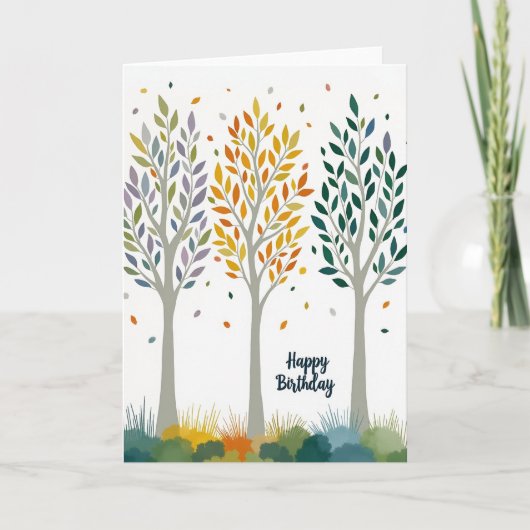 Carte d'anniversaire Arbres Vibrants (Devant)