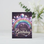 Carte d'anniversaire Arc-en-ciel coloré et Ballons (Debout devant)