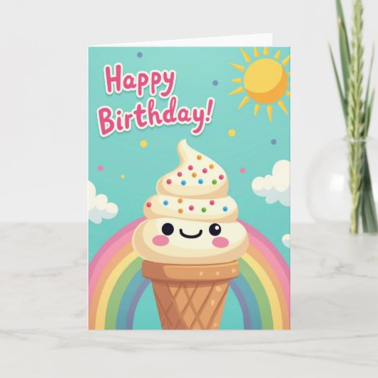 Carte d'anniversaire arc-en-ciel de douceur (Devant)