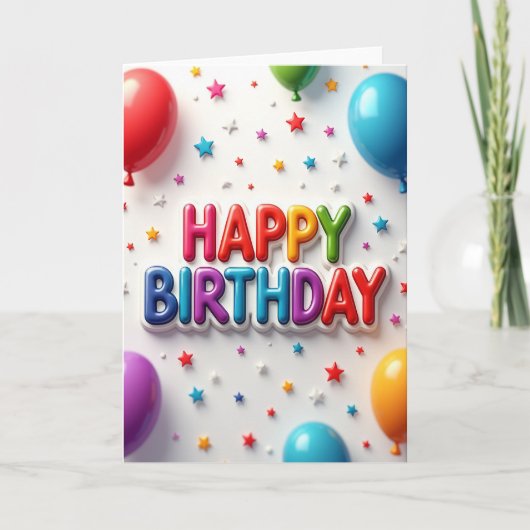 Carte d'anniversaire Arc-en-ciel Joyeuse (Devant)