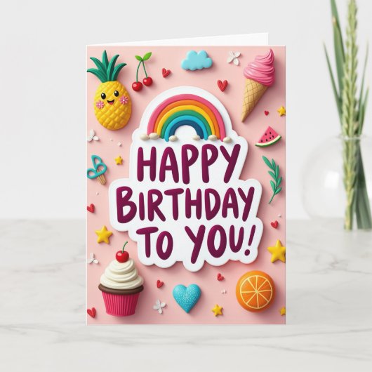 Carte d'anniversaire Arc-en-ciel Suave (Devant)