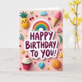 Carte d'anniversaire Arc-en-ciel Suave (Fleur jaune)