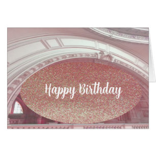 Carte d'anniversaire architecturale à paillettes f