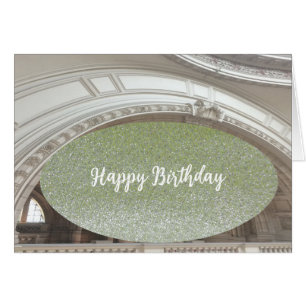 Carte d'anniversaire architecturale à paillettes v