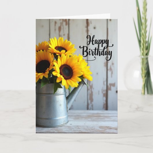 Carte d'anniversaire Arrosoir Rustique (Devant)