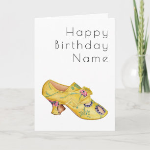 Carte d'anniversaire Art déco Chaussure Jaune