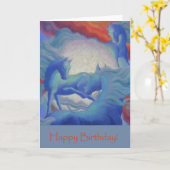 Carte d'anniversaire Art Déco Chevaux (Fleur jaune)