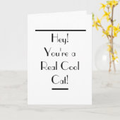 Carte d'anniversaire Art Déco pour un chat cool (Fleur jaune)