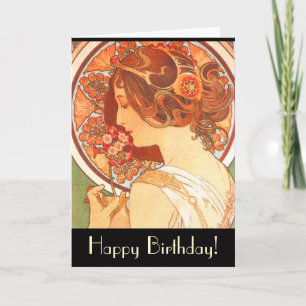 Carte d'anniversaire Art Nouveau Lady