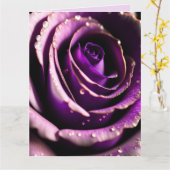 CARTE D'ANNIVERSAIRE ART ROSE VIOLETTE (Fleur jaune)