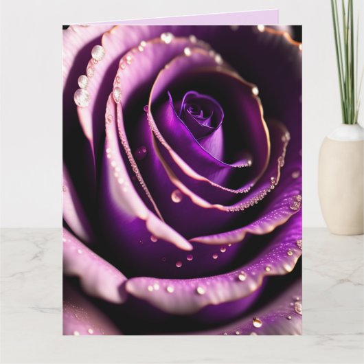CARTE D'ANNIVERSAIRE ART ROSE VIOLETTE (Devant)