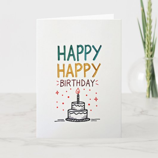 Carte d'anniversaire artisanale joyeuse (Devant)