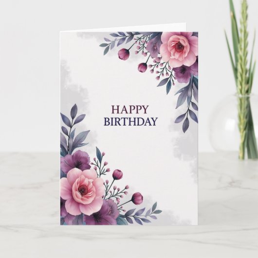 Carte d'anniversaire Artistic Pink Bloom (Devant)