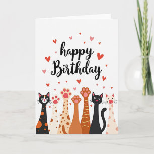 Carte d'anniversaire artistique avec chat joueur