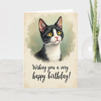 Carte d'anniversaire artistique pour chat