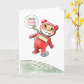 Carte d'anniversaire AstroMouse (Fleur jaune)