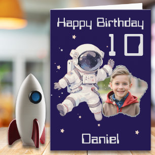 Carte d'anniversaire Astronaute 10 ans avec une ph