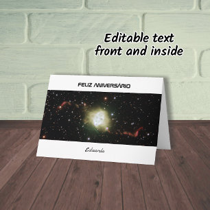 Carte d'anniversaire astronomique en portugais