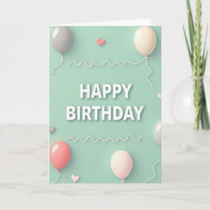 Carte d'anniversaire au ballon pastel