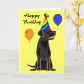Carte d'anniversaire AU- Black Labrador (Fleur jaune)