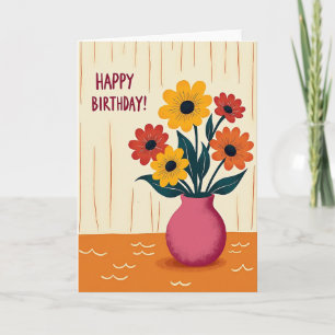 Carte d'anniversaire au bouquet floral