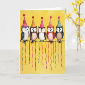 Carte d'anniversaire au chapeau à pompon (Fleur jaune)