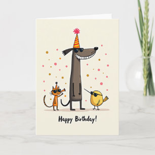 Carte d'anniversaire au chapeau rayé