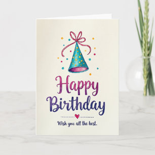 Carte d'anniversaire au chapeau turquoise