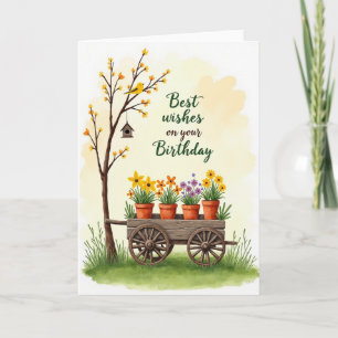 Carte d'anniversaire au chariot floral