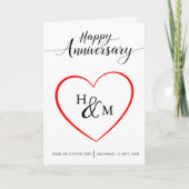 Carte d'anniversaire au coeur du Monogramme noir (Devant)