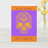 Carte d'anniversaire au crâne floral orange (Fleur jaune)