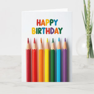 Carte d'anniversaire au crayon de couleur doux